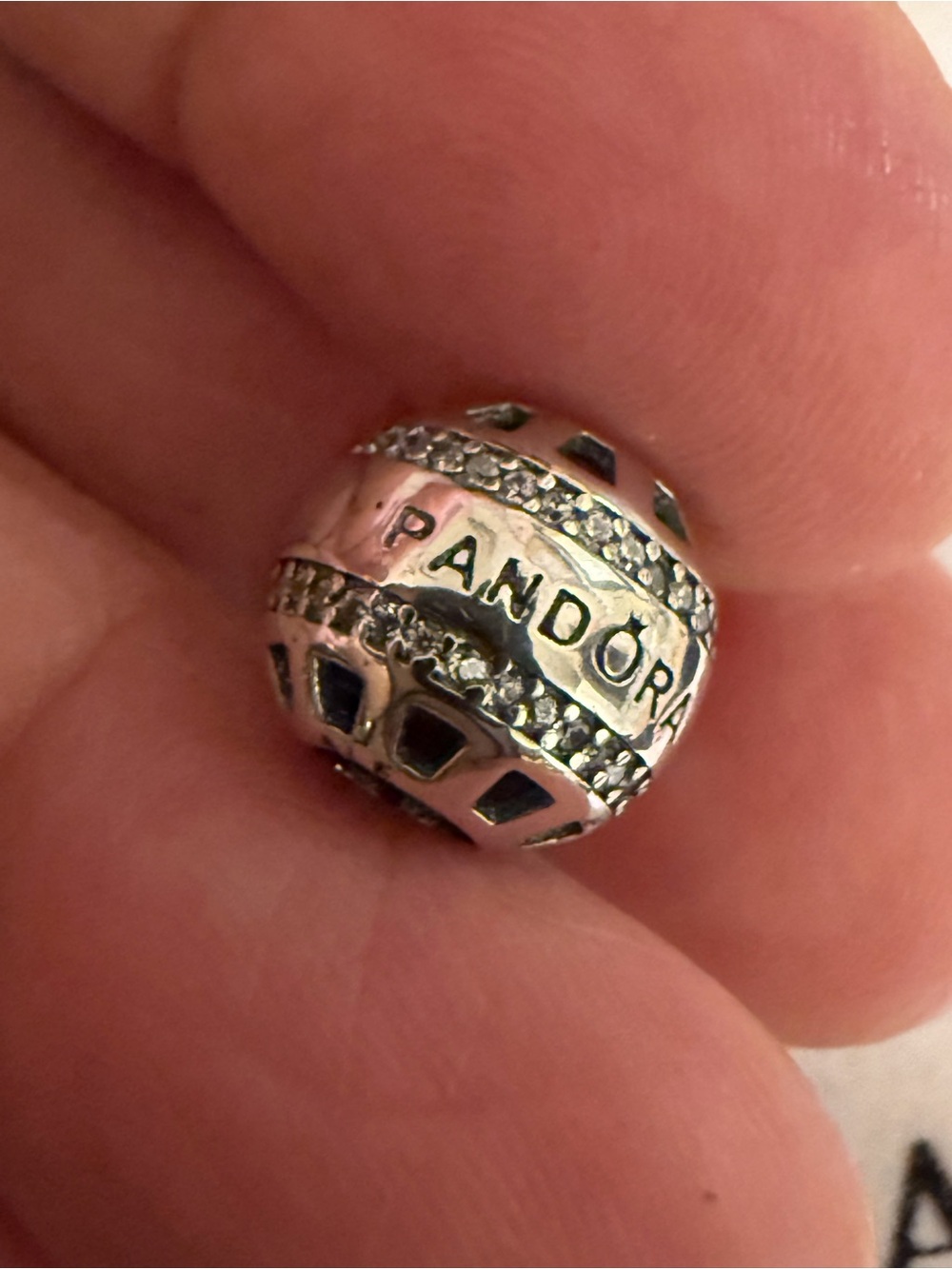 Pandora Silver Pavé Globe Charm with Clear Crystals